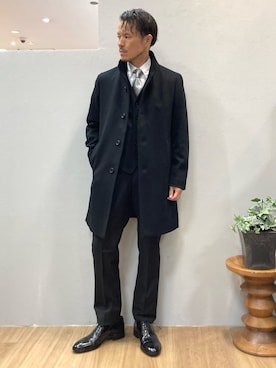 「アイテム（スーツベスト、ブラック系）」を使った、シュンさん（メンズ・167cm）の秋コーディネート