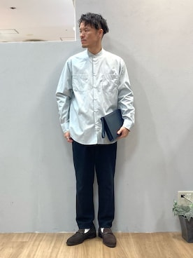 「アイテム（クラッチバッグ、ブルー系）」を使った、シュンさん（メンズ・167cm）の冬コーディネート