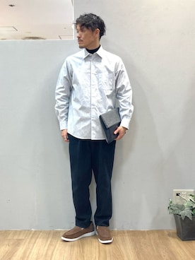 「アイテム（クラッチバッグ、グレー系）」を使った、シュンさん（メンズ・167cm）の冬コーディネート