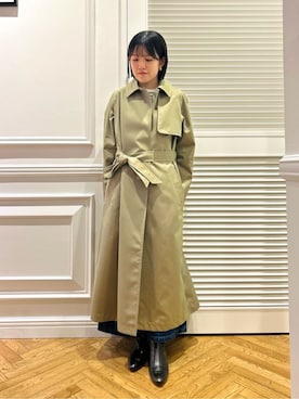 「アイテム（トレンチコート、グリーン系）」を使った、cocoさん（レディース・151cm）の冬コーディネート