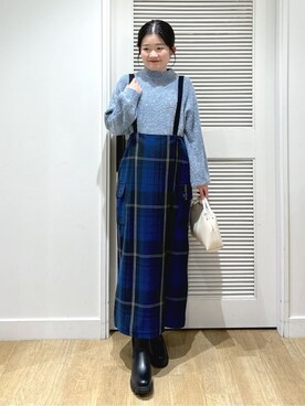 「Dessin（デッサン）の3WAYオリジナルテープミニボストン（ボストンバッグ、ホワイト系）」を使った、Harunaさん（レディース・160cm）の冬コーディネート