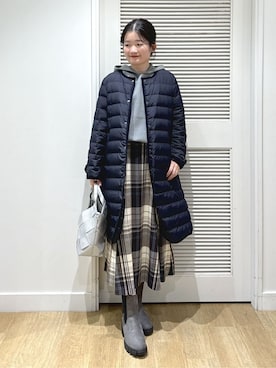 「Dessin（デッサン）の【軽量・2WAY】メッシュトート（トートバッグ、シルバー系）」を使った、Harunaさん（レディース・160cm）の冬コーディネート
