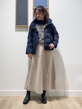 「HARUTA（ハルタ）のHARUTA SPOCKヒール（ドレスシューズ、ブラック系）」を使った、Harunaさん（レディース・160cm）の冬コーディネート