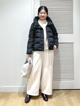 「Dessin（デッサン）の【軽量・2WAY】メッシュトート（トートバッグ、グレー系）」を使った、Harunaさん（レディース・160cm）の冬コーディネート