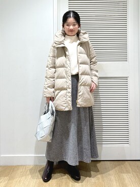 「Dessin（デッサン）の【軽量・2WAY】メッシュトート（トートバッグ、シルバー系）」を使った、Harunaさん（レディース・160cm）の冬コーディネート