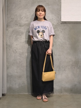 「Disney（ディズニー）のアイテム」を使った、E.Yさん（レディース・153cm）の夏コーディネート