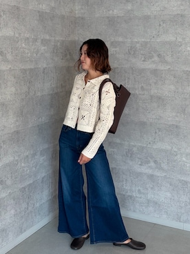 「URBAN RESEARCH DOORS（アーバンリサーチドアーズ）のワイドボストンバッグ（ハンドバッグ、ブラウン系）」を使った、あすさん（レディース・161cm）の夏コーディネート