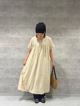 「URBAN RESEARCH DOORS（アーバンリサーチドアーズ）のリネンリヨセルドットワンピース（ワンピース、ベージュ系）」を使った、あすさん（レディース・161cm）の春コーディネート