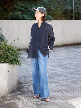 「Healthy denim（ヘルシーデニム）の《追加》HEALTHY DENIM/ヘルシーデニム SLOBE別注 Quiche（デニムパンツ、ブルー系）」を使った、Kamiyaさん（レディース・164cm）の春コーディネート