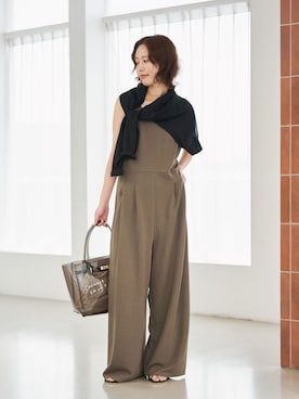 「SLOBE IENA（スローブイエナ）の《WEB限定サイズ有り/3サイズ展開》カットオールインワン（つなぎ/オールインワン、グリーン系）」を使った、Kamiyaさん（レディース・164cm）の春コーディネート