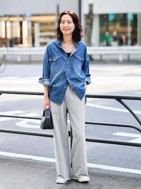「SLOBE IENA（スローブイエナ）のスウェットパンツ（その他パンツ、グレー系）」を使った、Kamiyaさん（レディース・164cm）の夏コーディネート