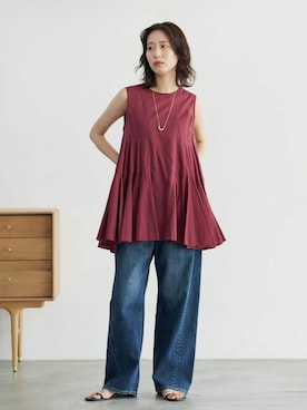 「Lee（リー）のLEE/リー SLOBE別注 カーブデニム　LL8030（デニムパンツ、ブルー系）」を使った、Kamiyaさん（レディース・164cm）の夏コーディネート