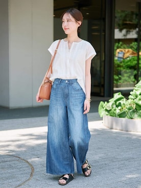 「Healthy denim（ヘルシーデニム）のHealthy Denim/ヘルシーデニム SLOBE別注 Wild Ginger  H11235003（デニムパンツ、ブルー系）」を使った、Kamiyaさん（レディース・164cm）の春コーディネート