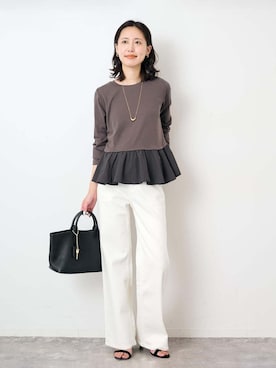 「Healthy denim（ヘルシーデニム）のHEALTHY DENIM/ヘルシーデニム SLOBE別注 Quiche（デニムパンツ、ホワイト系）」を使った、Kamiyaさん（レディース・164cm）の夏コーディネート