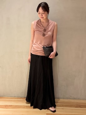 「plage（プラージュ）の《追加》glace flare スカート 2（スカート、ブラック系）」を使った、manakaさん（レディース・162cm）の夏コーディネート