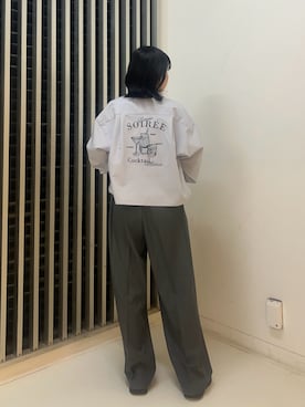 「NICOLE CLUB（ニコル　クラブ）のバック刺繍クロップドシャツ（シャツ/ブラウス、ブルー系）」を使った、nunicoleclubさん（レディース・160cm）の春コーディネート
