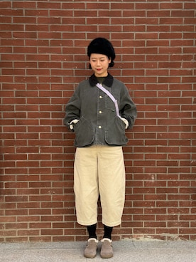 「アイテム（ジャケット/アウター、グレー系）」を使った、mirizさん（レディース・172cm）の冬コーディネート