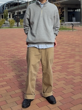 「アイテム（スリッポン）」を使った、stylingrecさん（メンズ・158cm）の秋コーディネート