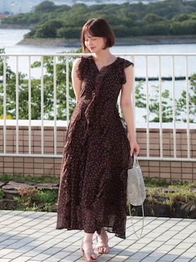 「VENDOME AOYAMA（ヴァンドーム青山）のプラチナ ホースシュー ダイヤモンドネックレス（ネックレス、シルバー系）」を使った、ShioRiさん（レディース・155cm）の夏コーディネート