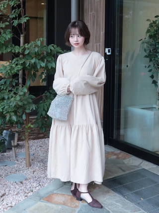 「VENDOME AOYAMA(ヴァンドーム青山)のプラチナ ホースシュー ダイヤモンドネックレス(ネックレス)」を使った、ShioRiさん(レディース・155cm)の秋コーディネート
