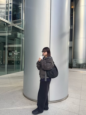 「IACUCCI（イアクッチ）の上代変更前 アーゴ M NYLON/CERVO（ショルダーバッグ、ブラック系）」を使った、Ricoさん（レディース・153cm）の春コーディネート