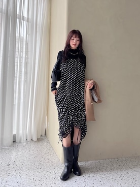 「アイテム（テーラードジャケット）」を使った、五島百花さん（レディース・162cm）の冬コーディネート