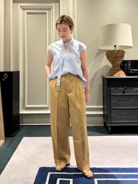 「MACPHEE（マカフィー）のアイテム（パンツ）」を使った、Inoue_TOMORROWLANDさん（レディース・162cm）の夏コーディネート
