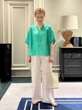 「MACPHEE（マカフィー）のアイテム（パンツ）」を使った、Inoue_TOMORROWLANDさん（レディース・162cm）の夏コーディネート