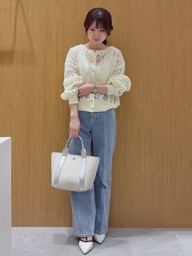 「index（インデックス）の《丈が選べる》ストレートデニムパンツ【洗濯機洗い可】（その他パンツ、ブルー系）」を使った、あやなさんの春コーディネート