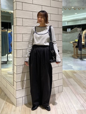 「LEPSIM（レプシィム）の3WAYリュックショルダー　595114（ショルダーバッグ、ブラック系）」を使った、チヒロさん（レディース・162cm）の春コーディネート