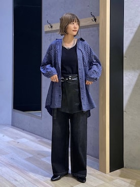 「LEPSIM（レプシィム）のレイヤードラップベルト　1046613（ベルト、ブラック系）」を使った、チヒロさん（レディース・162cm）の夏コーディネート