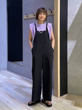 「LEPSIM（レプシィム）のボックスタックノースリーブ　242849（Tシャツ/カットソー、パープル系）」を使った、チヒロさん（レディース・162cm）の夏コーディネート