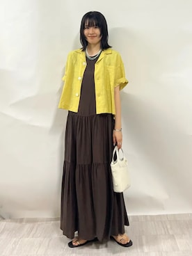 「SHIPS（シップス）のアイテム（アクセサリー）」を使った、齊藤さん（レディース・158cm）の夏コーディネート
