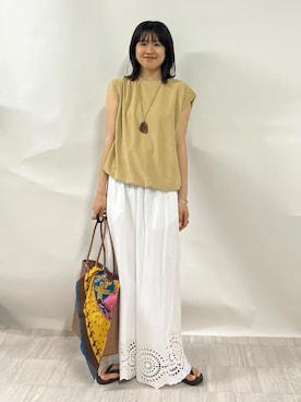「BINDU（ビンドゥー）のアイテム」を使った、齊藤さん（レディース・158cm）の夏コーディネート