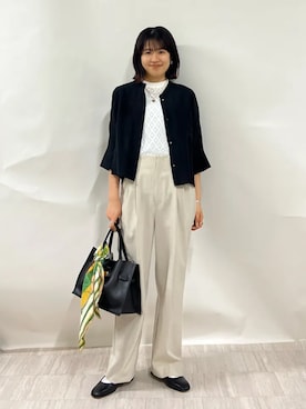 「タックパンツ」｜齊藤さん（レディース・158cm）の春コーディネート