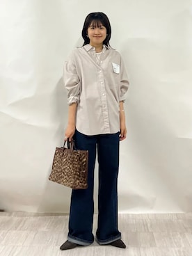 「SHIPS（シップス）のアイテム（Tシャツ/カットソー）」を使った、齊藤さん（レディース・158cm）の秋コーディネート