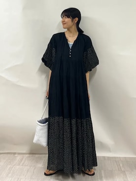 「フレアワンピース」｜齊藤さん（レディース・158cm）の春コーディネート