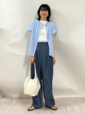 「SHIPS（シップス）のアイテム（アクセサリー）」を使った、齊藤さん（レディース・158cm）の夏コーディネート