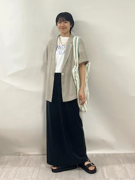 「SHIPS（シップス）のアイテム（スカート）」を使った、齊藤さん（レディース・158cm）の春コーディネート