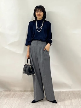 「SHIPS（シップス）のアイテム（アクセサリー）」を使った、齊藤さん（レディース・158cm）の秋コーディネート