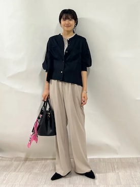「SHIPS（シップス）のアイテム（その他パンツ）」を使った、齊藤さん（レディース・158cm）の秋コーディネート
