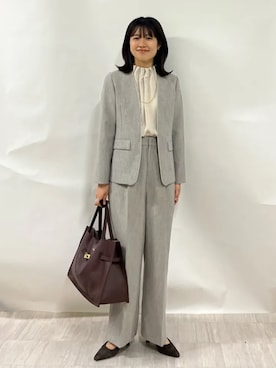 「SHIPS（シップス）のアイテム（スラックス）」を使った、齊藤さん（レディース・158cm）の秋コーディネート