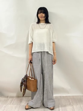 「BINDU（ビンドゥー）のアイテム」を使った、齊藤さん（レディース・158cm）の夏コーディネート