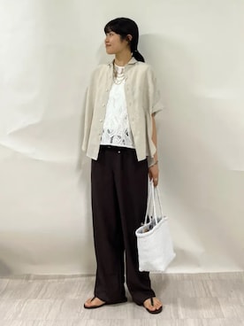 「TICCA(ティッカ)のアイテム(トップス)」を使った、齊藤さん(レディース・158cm)の夏コーディネート