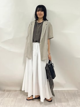 「SHIPS（シップス）のアイテム」を使った、齊藤さん（レディース・158cm）の夏コーディネート