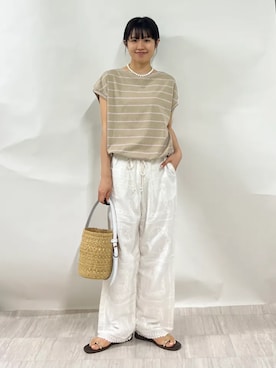 「SHIPS（シップス）のアイテム（アクセサリー）」を使った、齊藤さん（レディース・158cm）の夏コーディネート