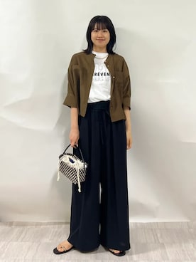 「SHIPS（シップス）のアイテム（バッグ）」を使った、齊藤さん（レディース・158cm）の夏コーディネート