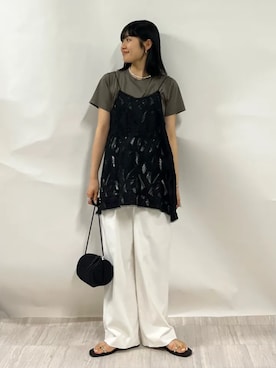 「NICOLAS LAINAS（ニコラスライナス）のアイテム」を使った、齊藤さん（レディース・158cm）の夏コーディネート