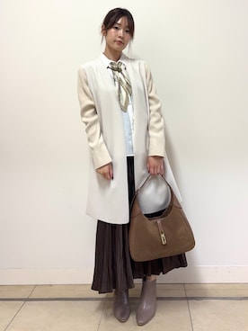 「アイテム（バンダナ/スカーフ、ベージュ系）」を使った、numa0314さん（レディース・157cm）の秋コーディネート