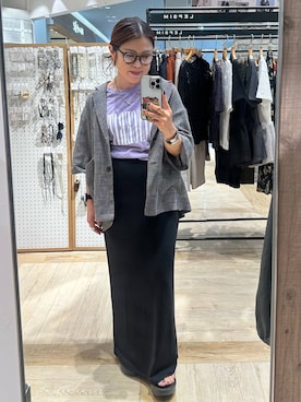 「LEPSIM（レプシィム）のカラミ織り5分袖ジャケット　657167【KKfashion紹介アイテム】（テーラードジャケット、ブラック系）」を使った、mrt601lepsimさん（レディース）の春コーディネート